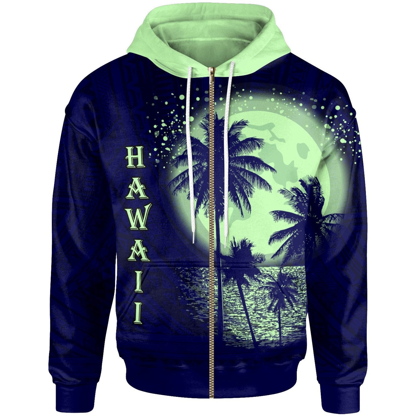 Hawaii Zip-Up Hoodie The Sea At Night