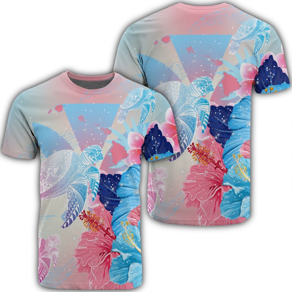 Hawaii Map Kanaka Hibiscus Polynesian Turtle Swimming T Shirt Sweet Dream Style AH