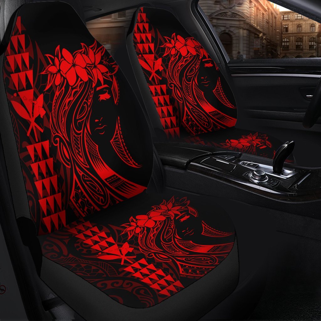Hawaii Map Kanaka Polynesian Hula Girl Car Seat Covers Red AH J5R