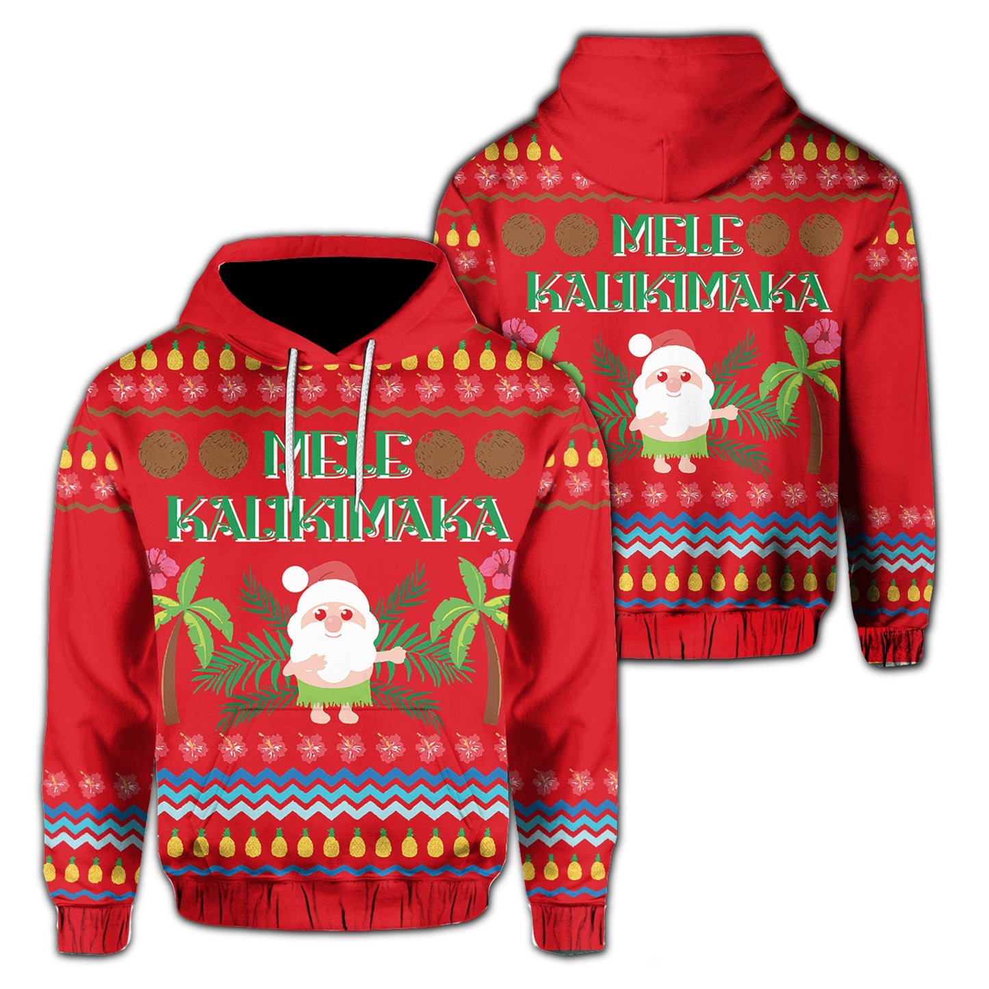 Hawaii Mele Kalikimaka Pattern Christmas Hawaiian Hoodie Pon Style AH