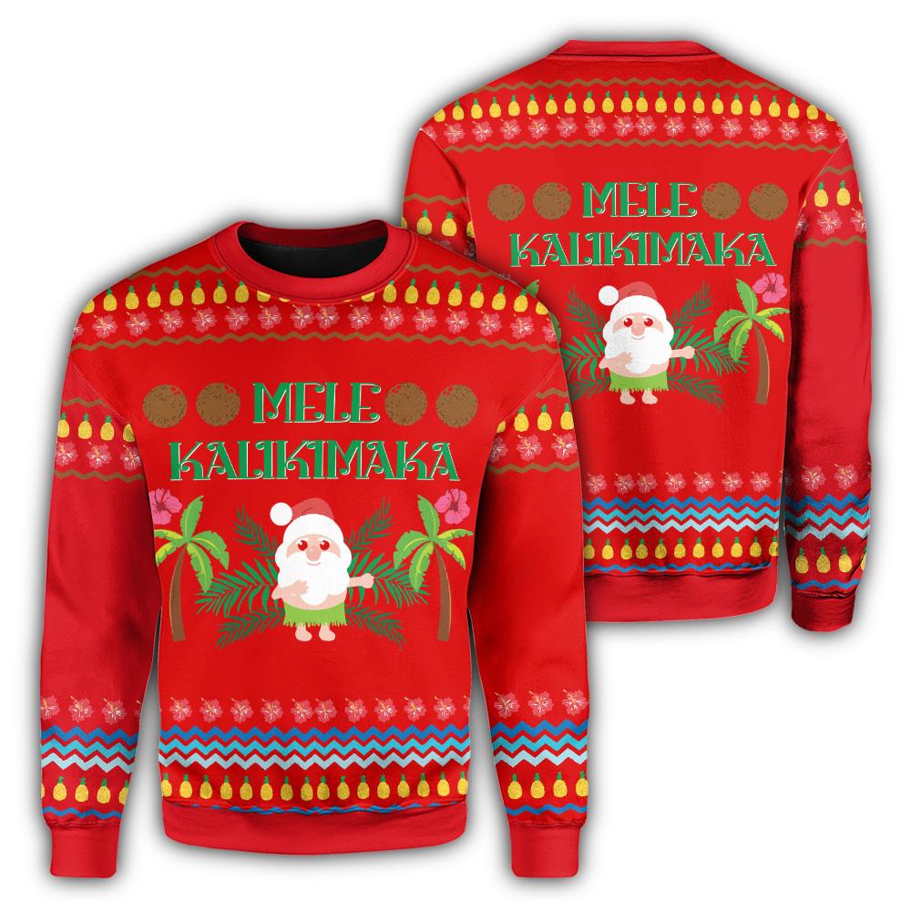 Hawaii Mele Kalikimaka Pattern Christmas Hawaiian Sweatshirt Pon Style AH