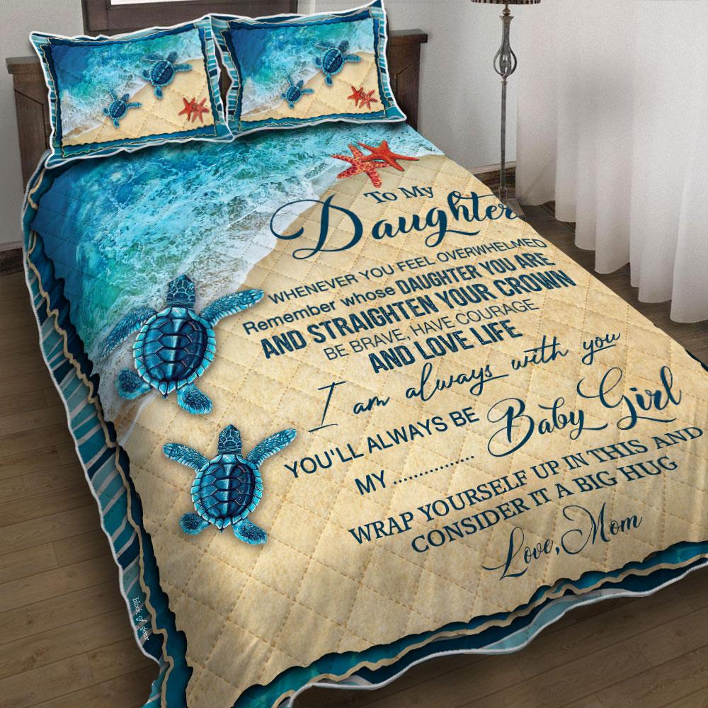 Hawaii Mom To Daughter Beach Turtle Quilt Bed Set AH