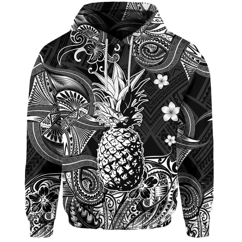 ( Personalised) Hawaii Pineapple Polynesian Hoodie Unique Style Black