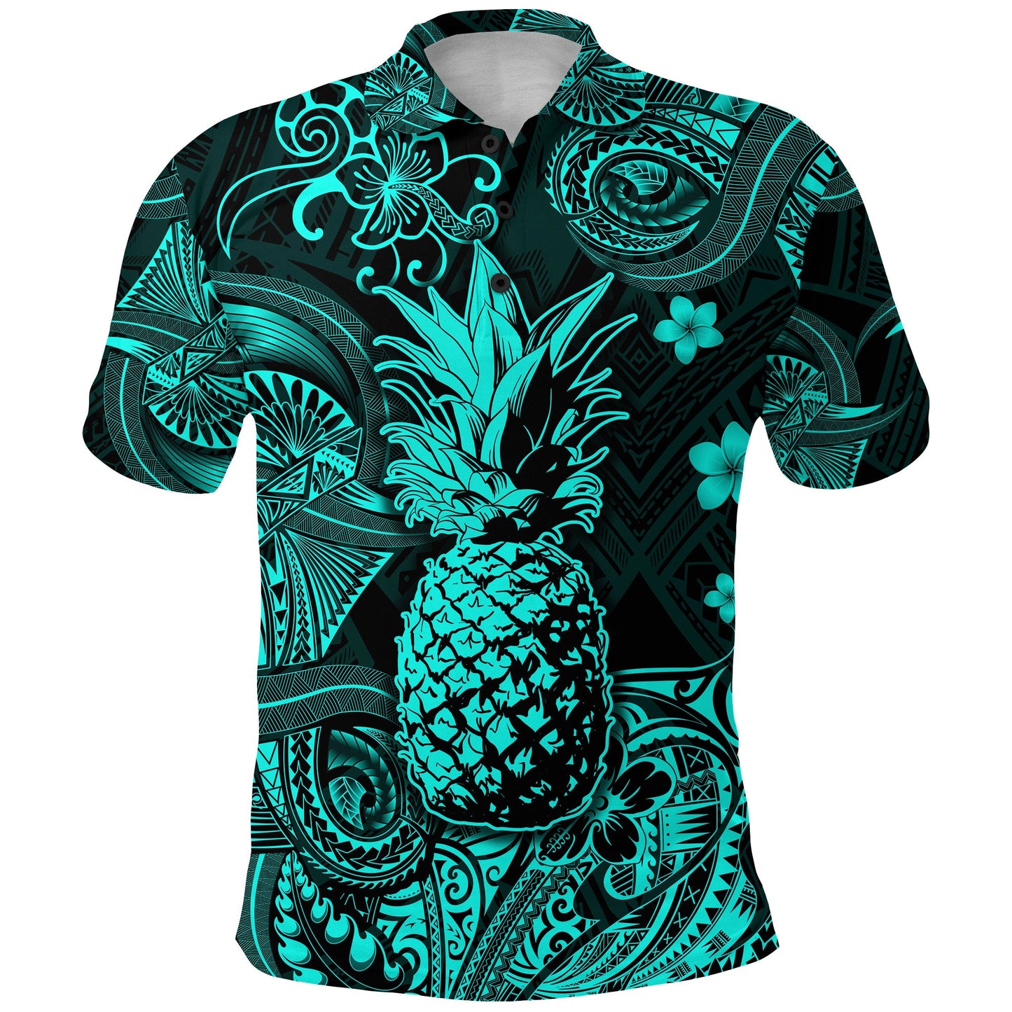 Hawaii Pineapple Polynesian Polo Shirt Unique Style - Turquoise