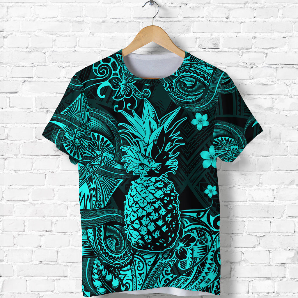 Hawaii Pineapple Polynesian T Shirt Unique Style - Turquoise Shirt