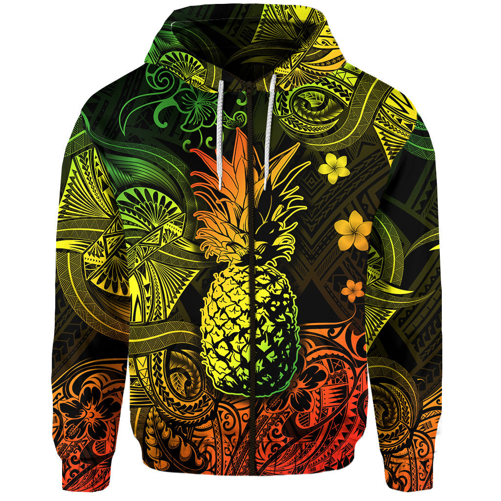Hawaii Pineapple Polynesian Zip Hoodie Unique Style Reggae