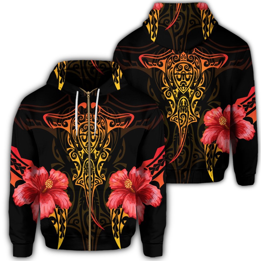 Hawaii Polynesian Hibiscus Animal Zip Hoodie
