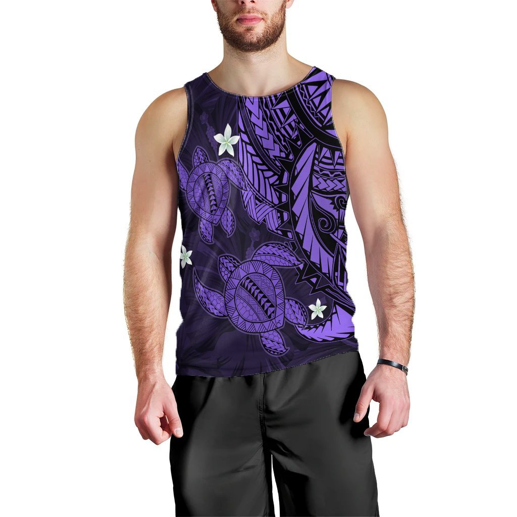 Hawaii Polynesian Turtle Hibiscus Tank Top Purple AH