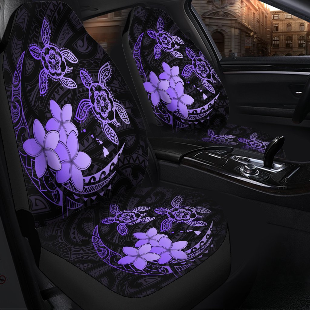 Hawaii Polynesian Turtle Plumeria Car Seat Covers Pog Style Purple AH