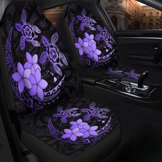 Hawaii Polynesian Turtle Plumeria Car Seat Covers Pog Style Purple AH