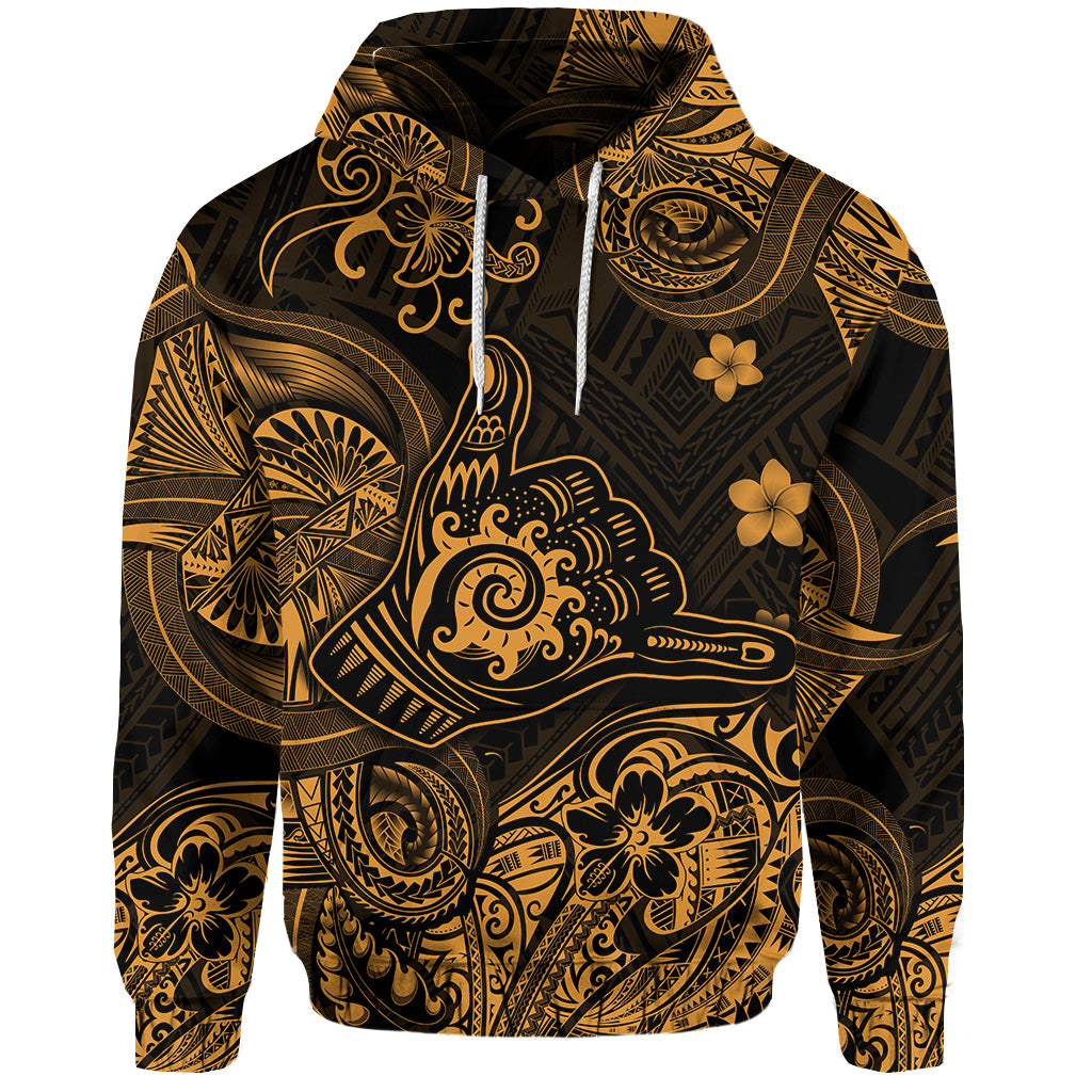 ( Personalised) Hawaii Shaka Polynesian Hoodie Unique Style Gold