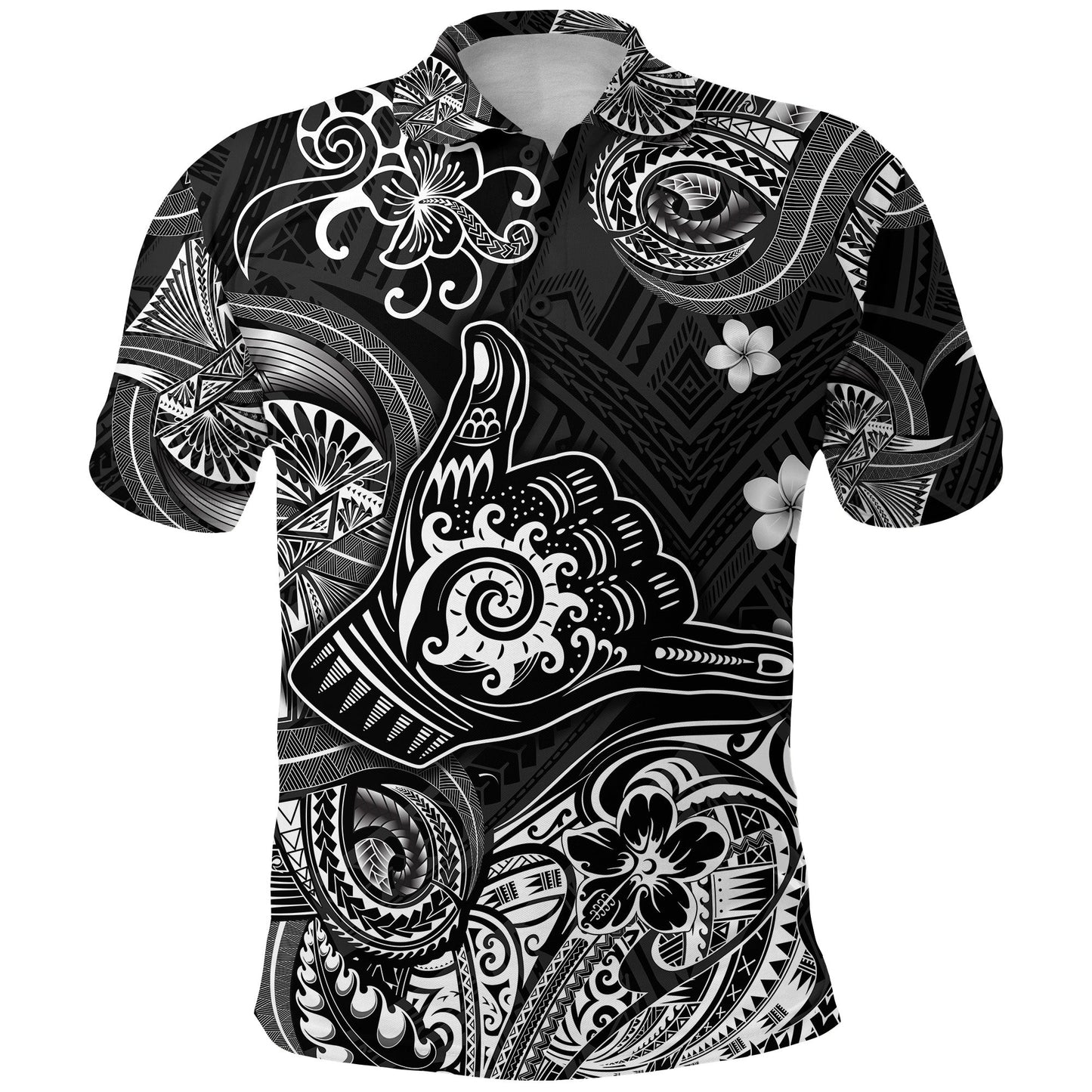 Hawaii Shaka Polynesian Polo Shirt Unique Style - Black
