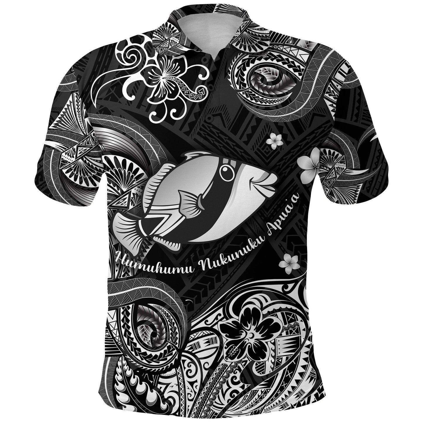 Hawaii State Fish: Humuhumu Nukunuku Apua'a Polynesian Polo Shirt Unique Style - Black