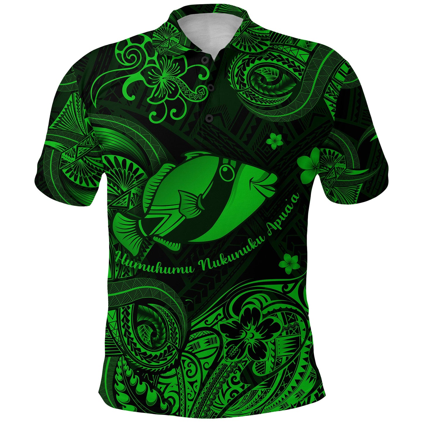 Hawaii State Fish: Humuhumu Nukunuku Apua'a Polynesian Polo Shirt Unique Style - Green