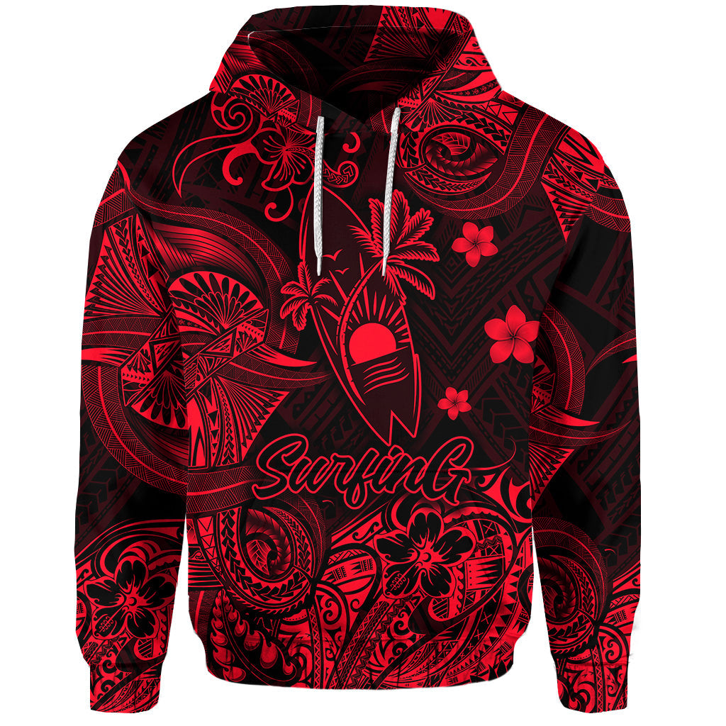 ( Personalised) Hawaii Surfing Polynesian Hoodie Unique Style Red