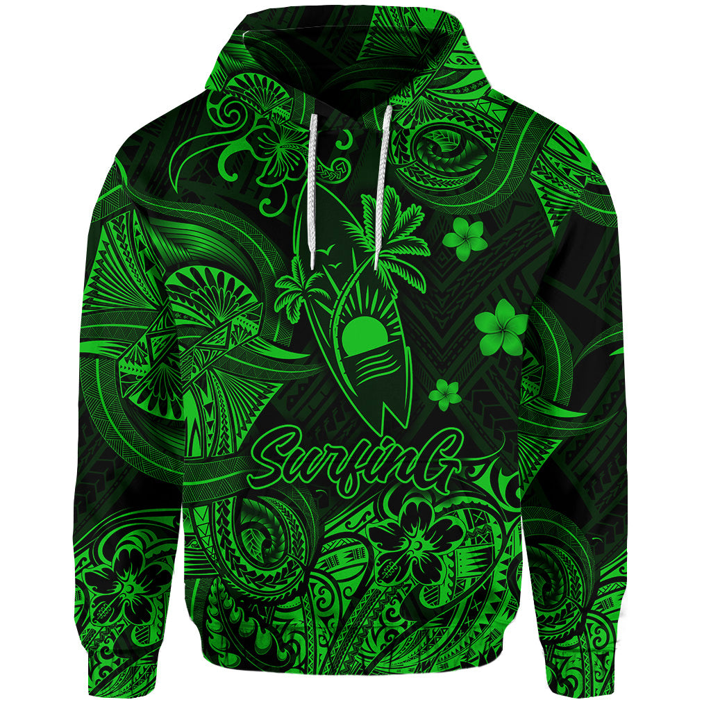( Personalised) Hawaii Surfing Polynesian Hoodie Unique Style Green