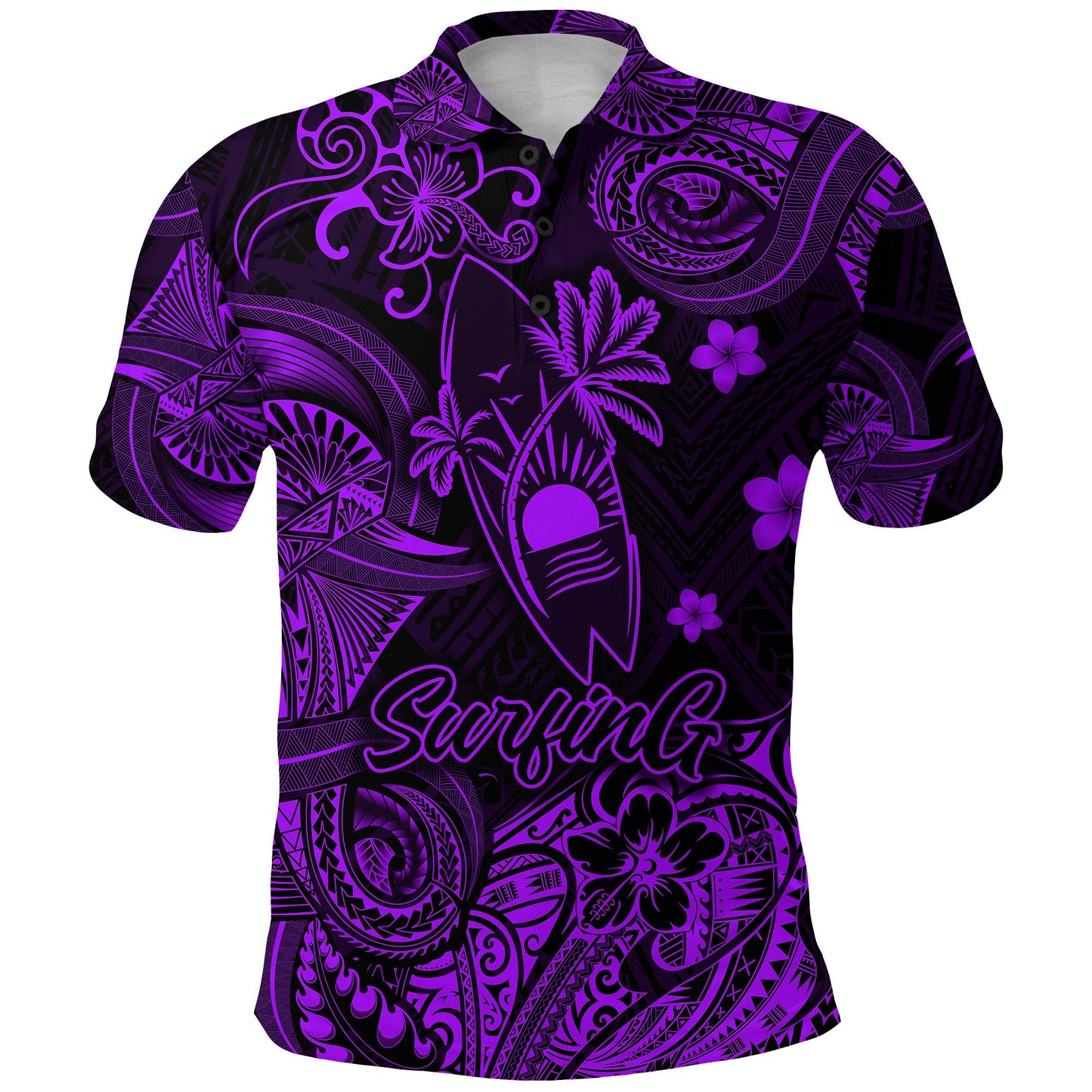 Hawaii Surfing Polynesian Polo Shirt Unique Style - Purple