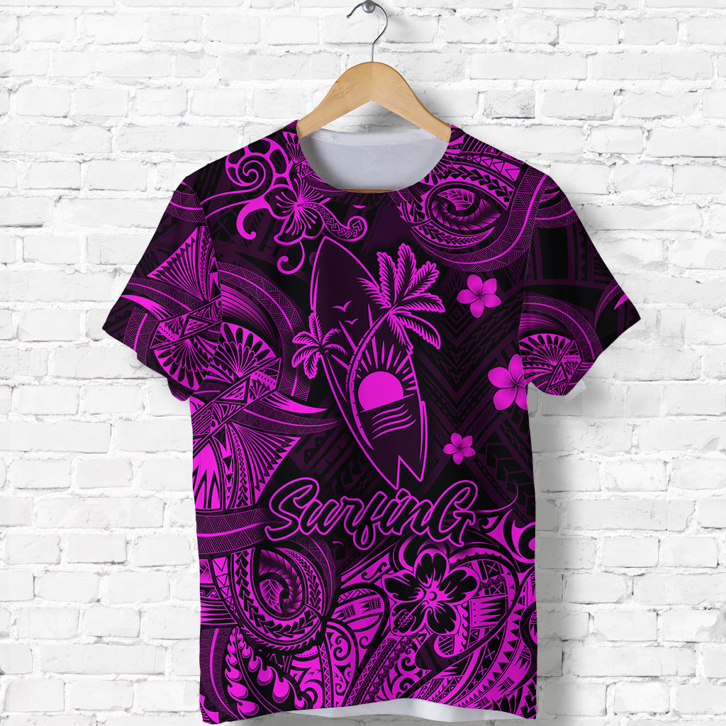 Hawaii Surfing Polynesian T Shirt Unique Style Pink