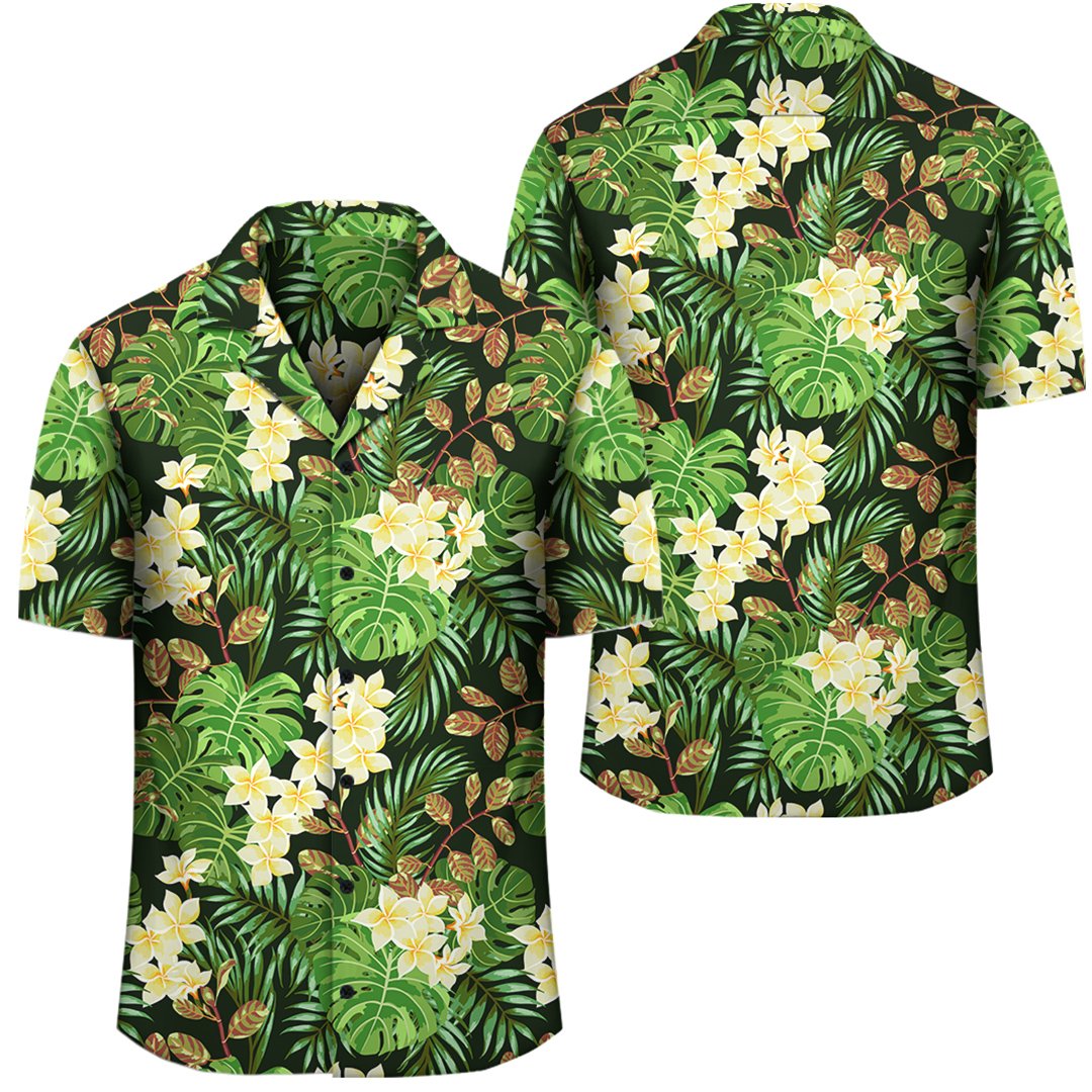 Hawaii Tropical Leaves And Plumeria Hawaiian Shirt