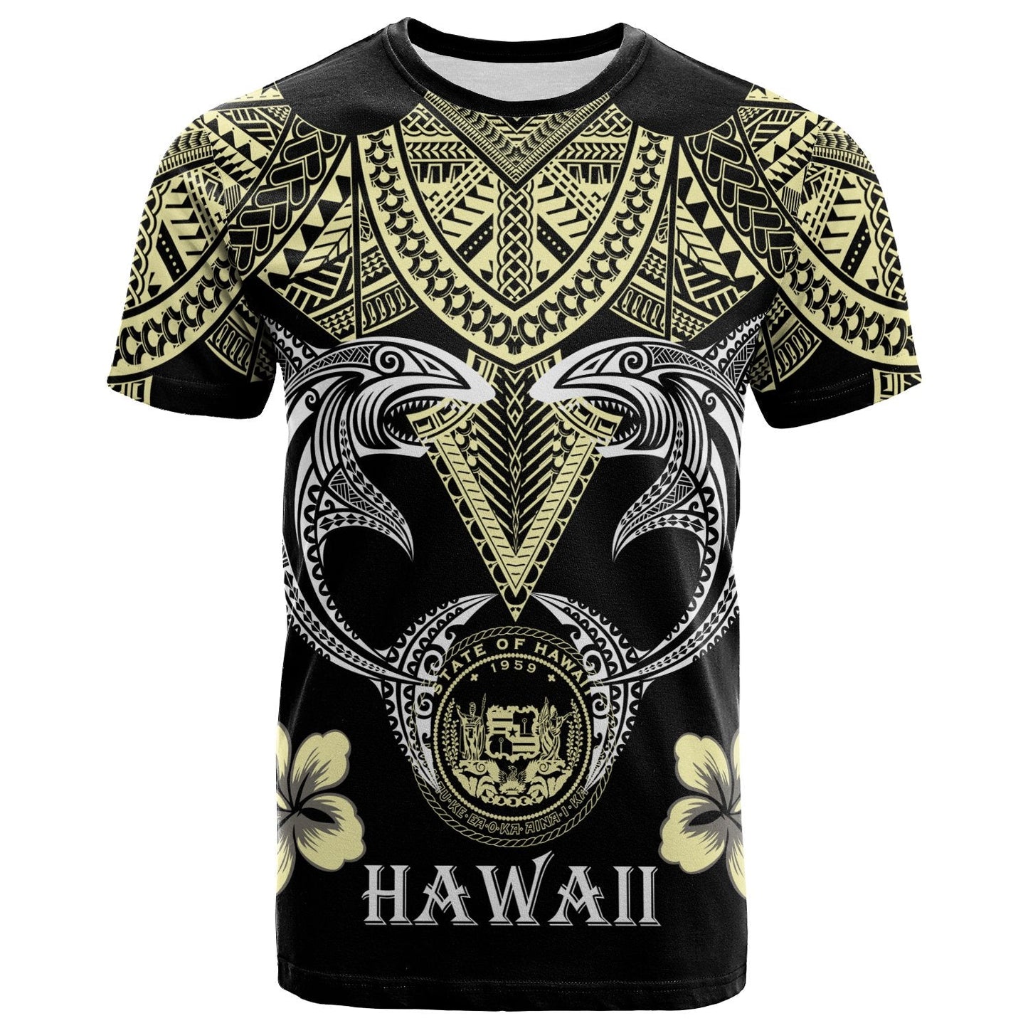 Hawaii T-Shirt - Pacific Maori Pattern Sharks