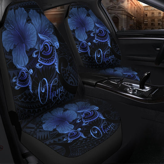 Hawaii Turtle Ohana Hibiscus Poly Car Seat Covers Blue AH