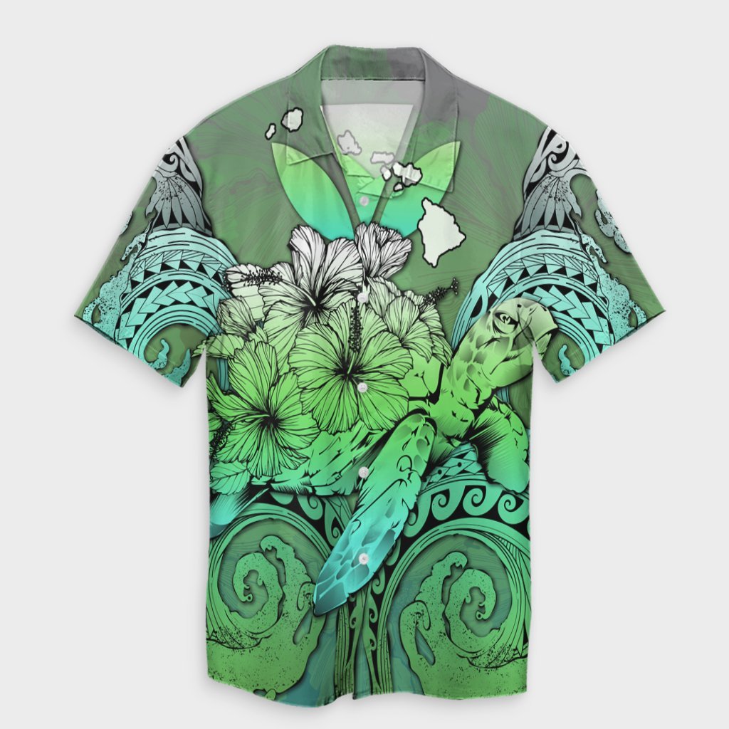 Hawaii Turtle Wave Polynesian Hawaiian Shirt - Hey Style Green - AH