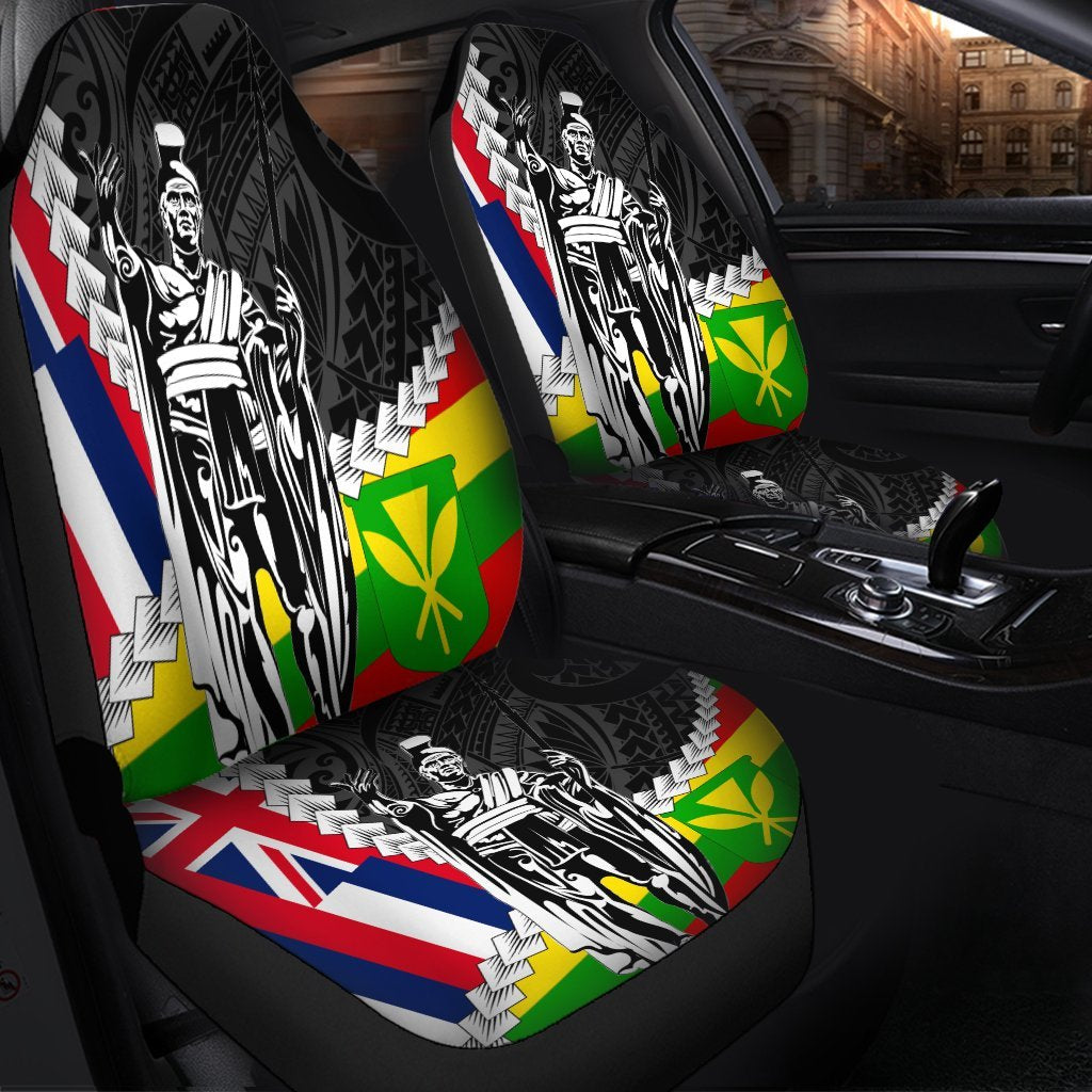 Hawaii Two Flag Kanaka Maoli King Polynesian Car Seat Covers AH