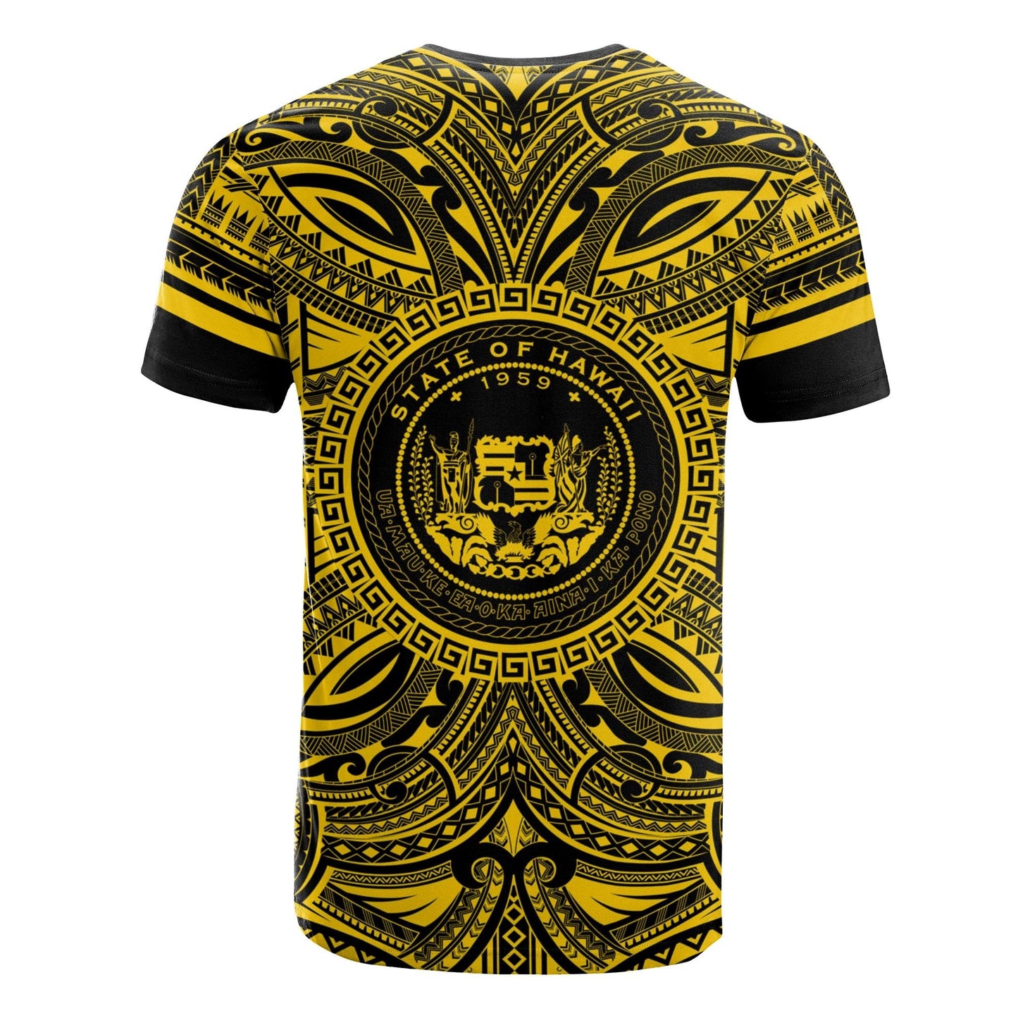 Hawaii All T - Shirt - Hawaii Coat Of Arms Polynesian Gold Black