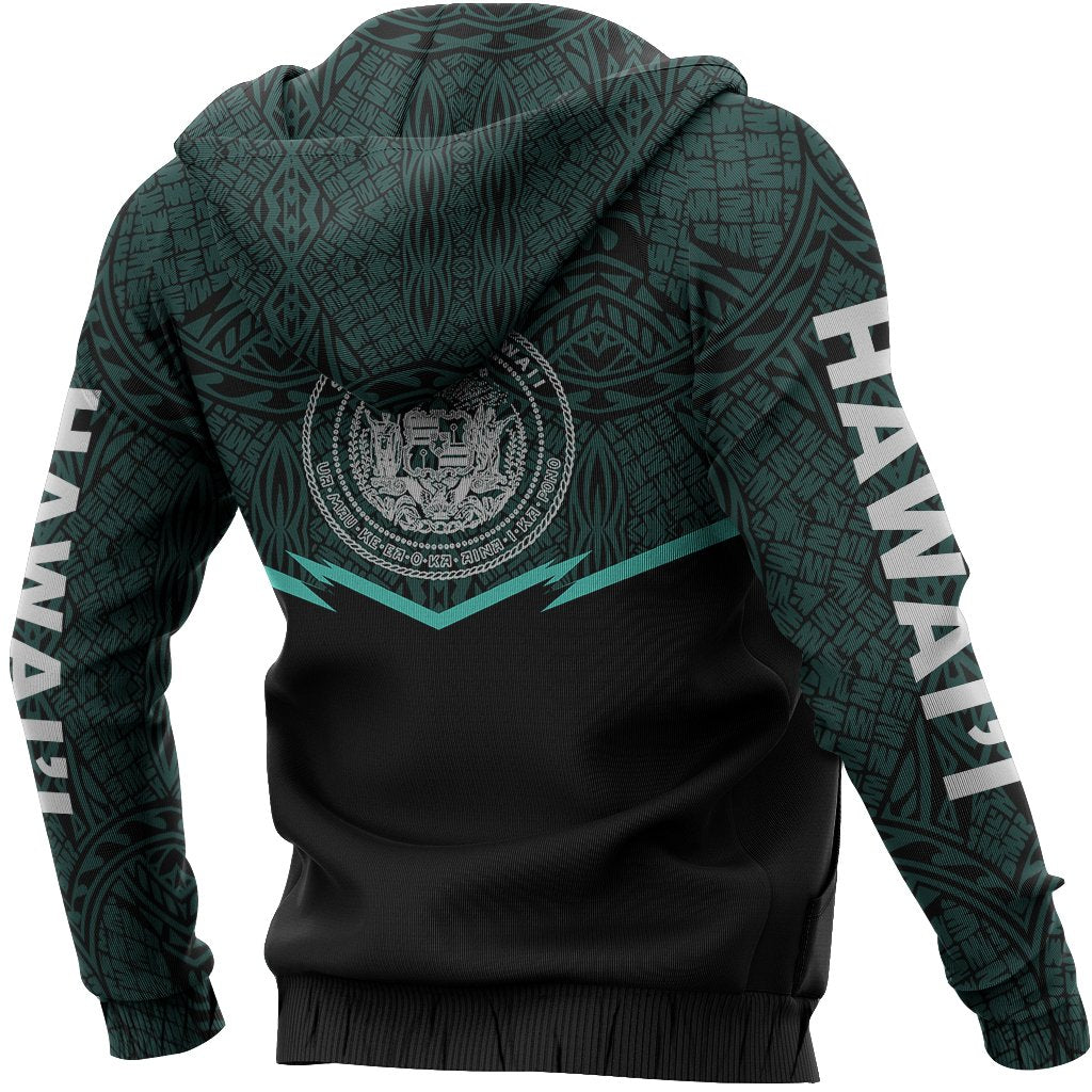 Hawaii Polynesian Zipper Hoodie Turquoise Energy Style