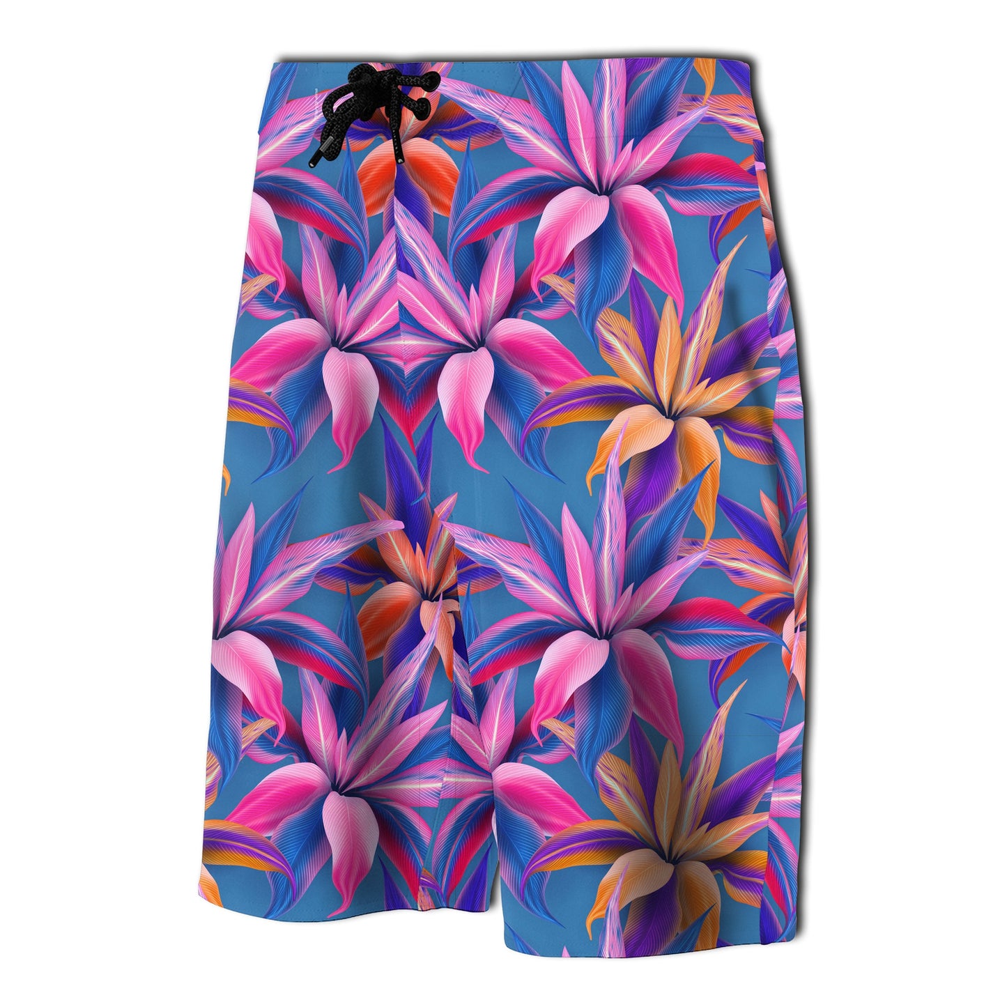Hawaii Tropical Flowers Pink Board Shorts