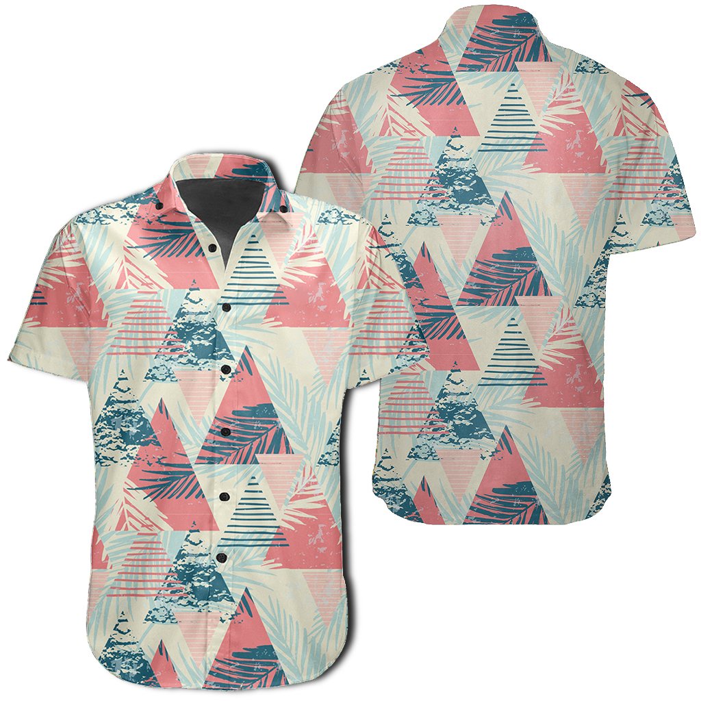 Hawaiian Shirt - Tropical Leaf Triangle Pattern Shirt
