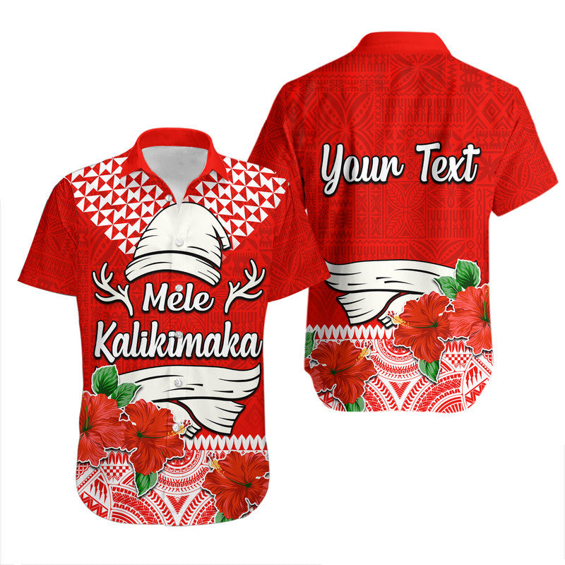 Custom Personalised Hawaii Hibiscus Flower Mele Kalikimaka Hawaiian Shirt