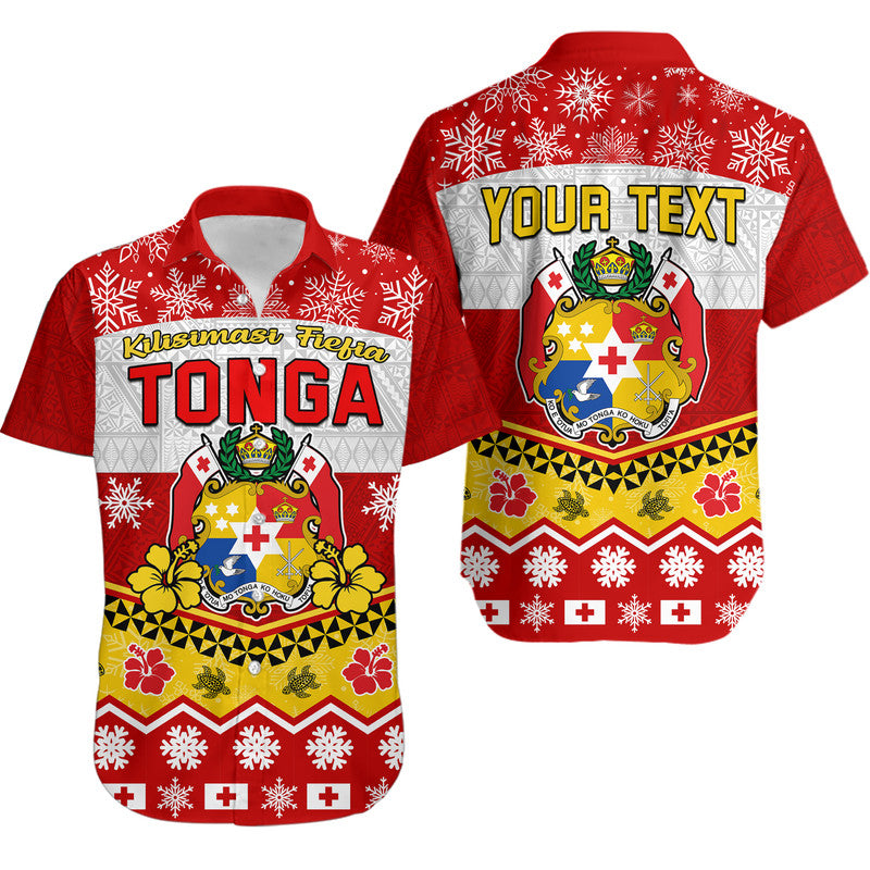 Custom Personalised Tonga Christmas Kilisimasi Fiefia Coat Of Arms Hawaiian Shirt