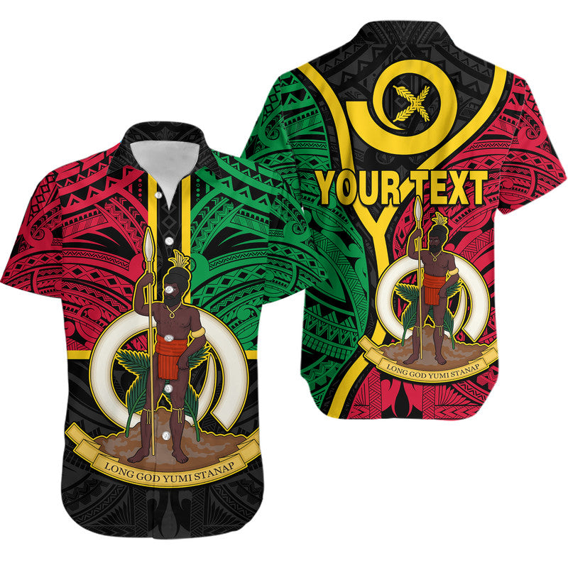 Custom Personalised Vanuatu Hawaiian Shirt Tribal Vanuatu Coat Of Arms Flag Style No2