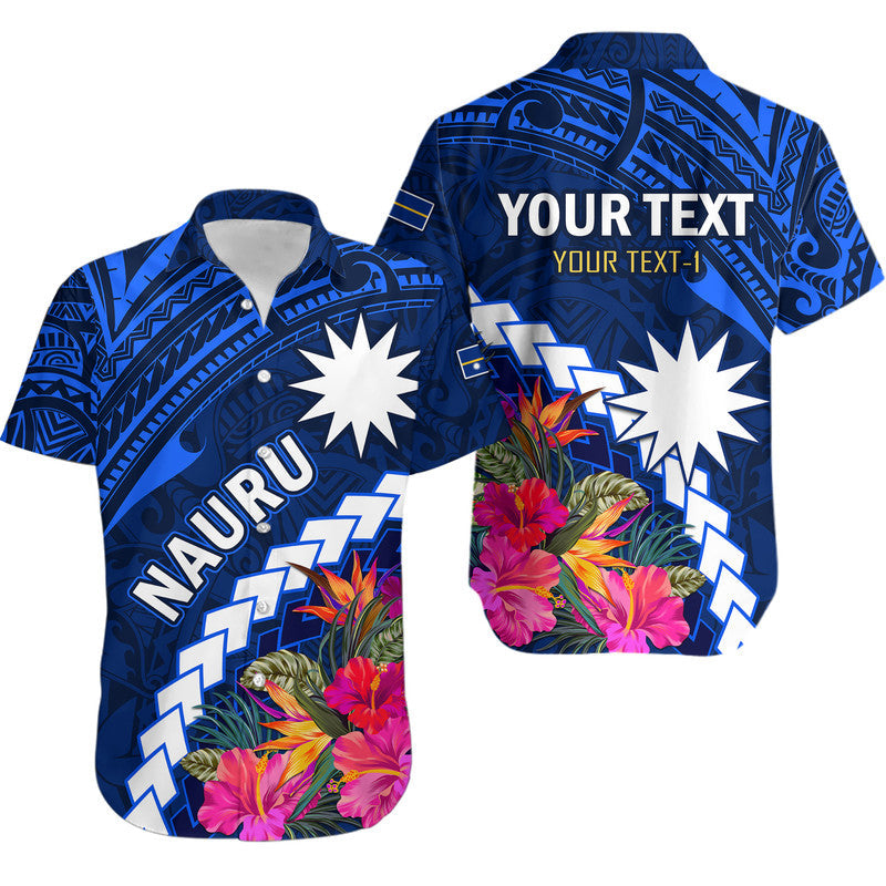 Custom Personalised Nauru Independence Day Hawaiian Shirt Polynesian Tropical