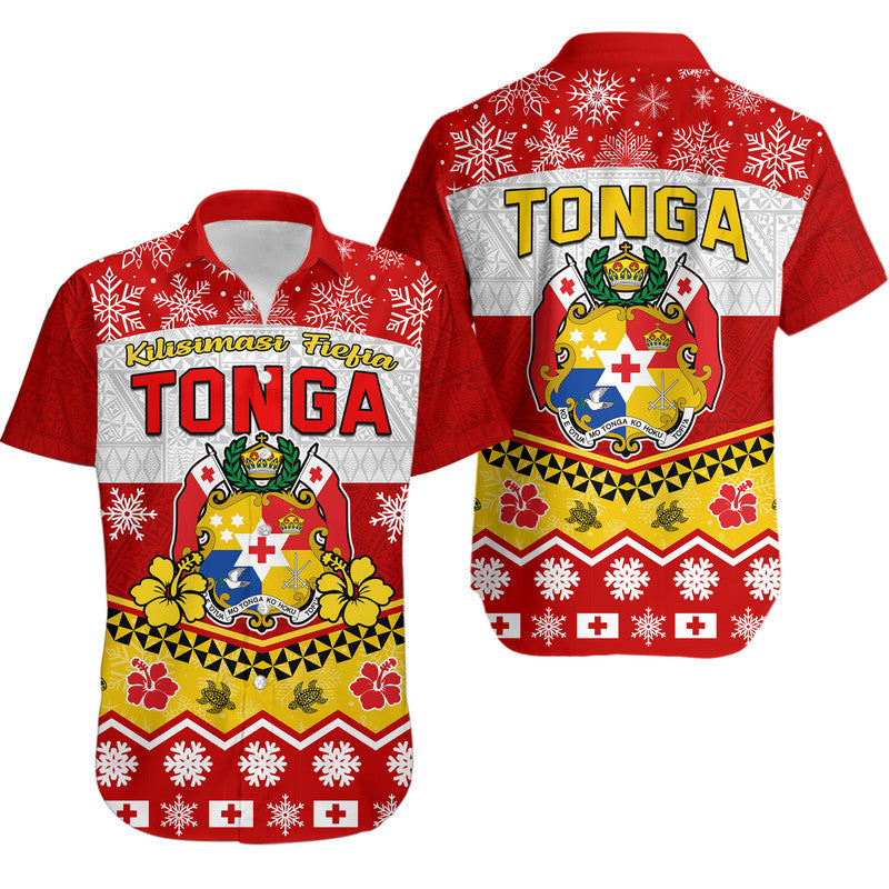 Tonga Christmas Kilisimasi Fiefia Coat Of Arms Hawaiian Shirt