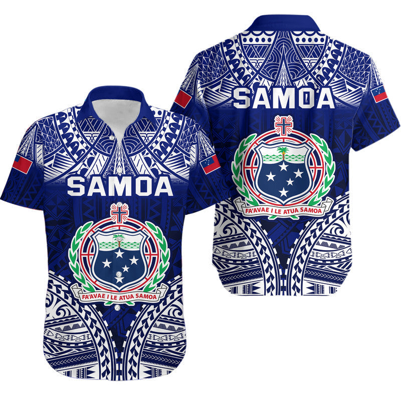 Samoa Coat Of Arms Hawaiian Shirt Polynesian Pattern