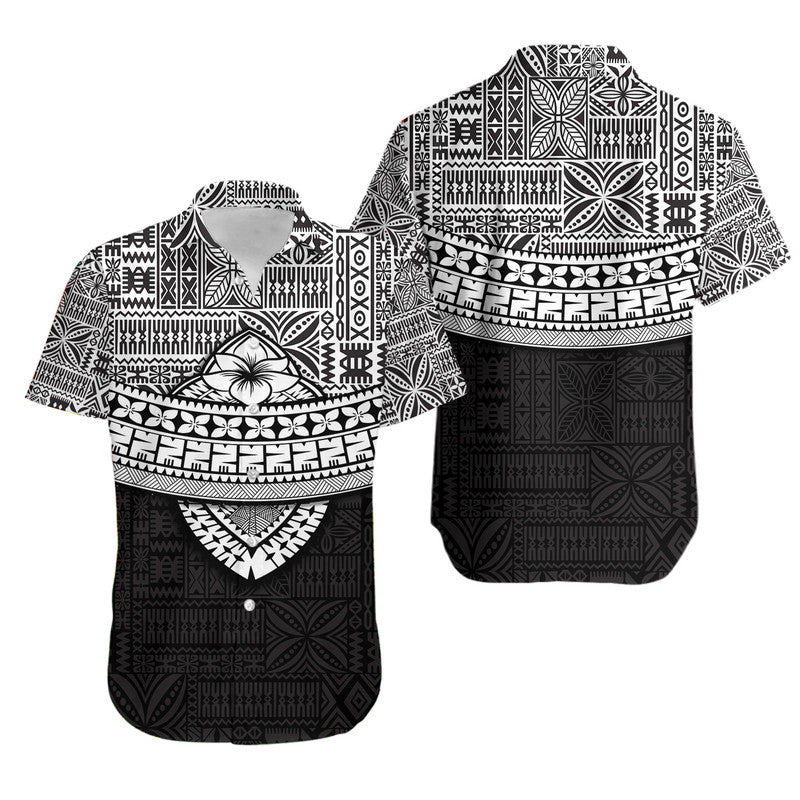 Fiji Tribal Black Hawaiian Shirt Polynesian Chest White Style