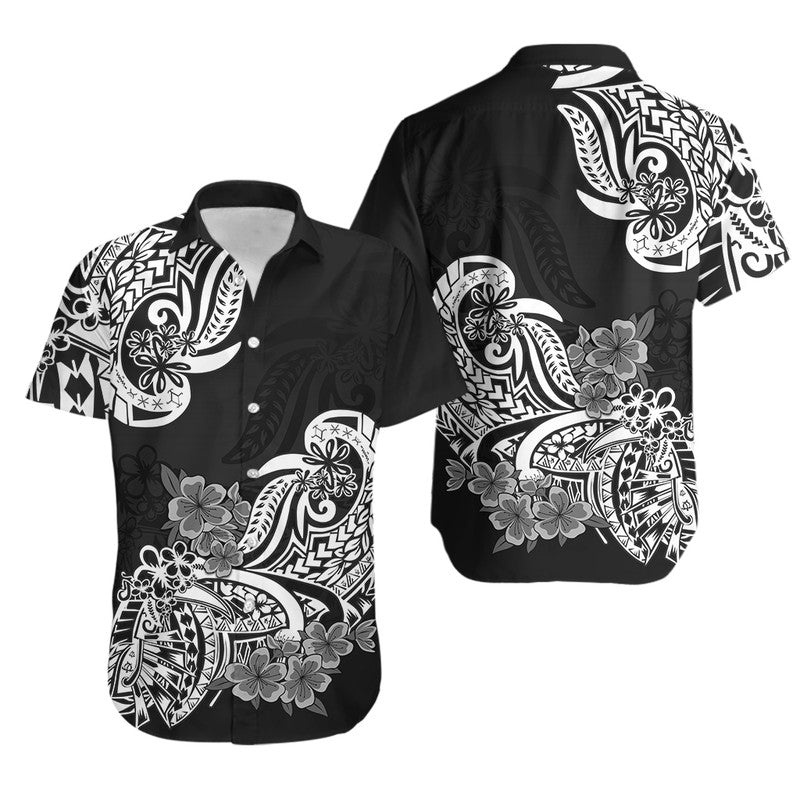 Matching Hawaiian Outfits For Couples Polynesian Floral Tribal Couples Long Dress and Hawaiian Shirt Black