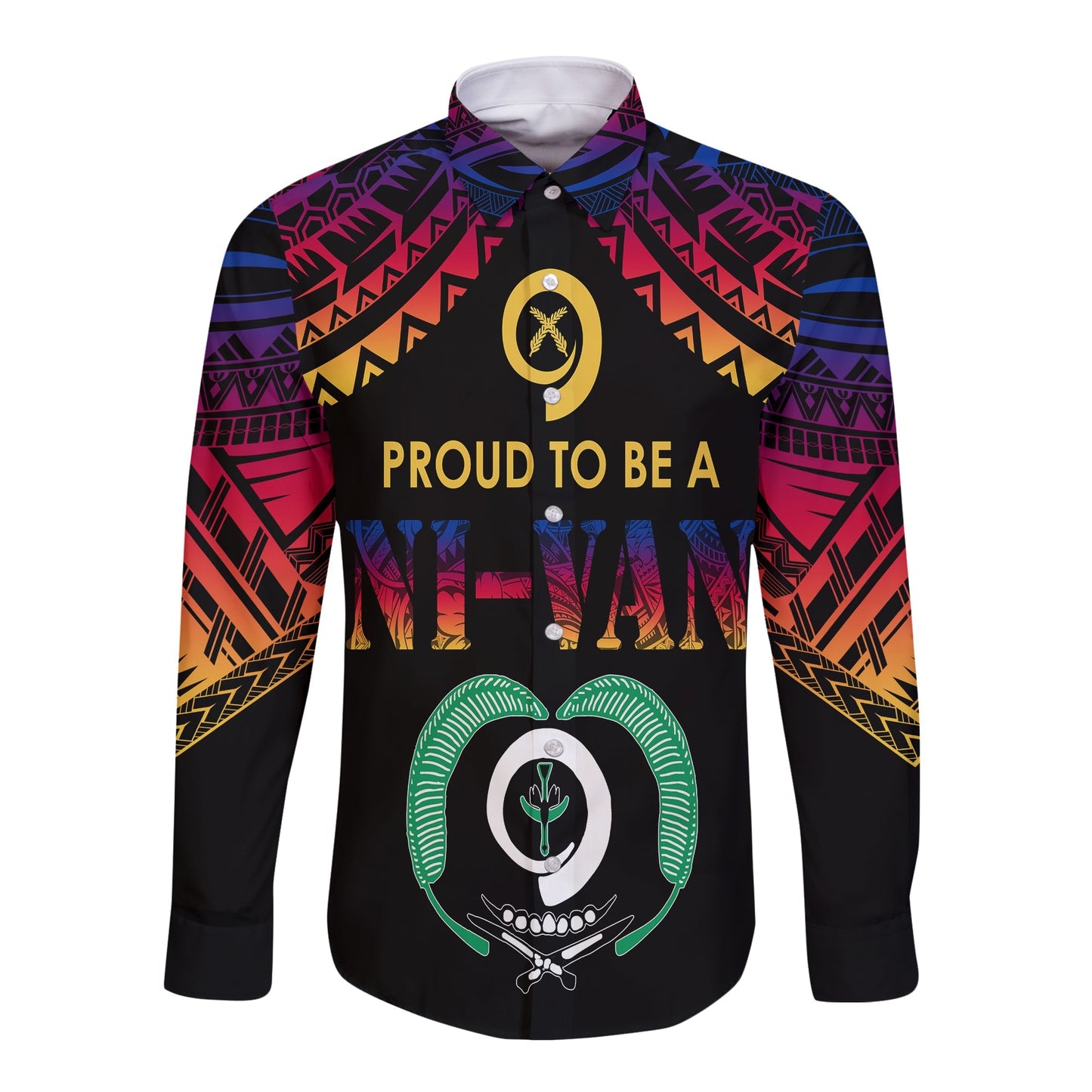 Vanuatu Proud To Be A Ni Van Polynesian Pattern Long Sleeves Button Shirt Torba Province