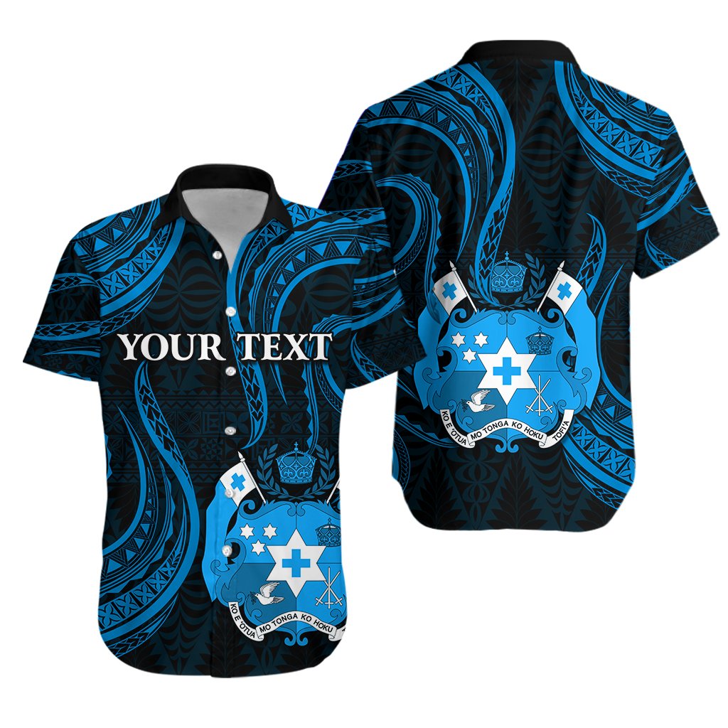 Custom Personalised Tonga Pattern Hawaiian Shirt Always Proud Version Blue