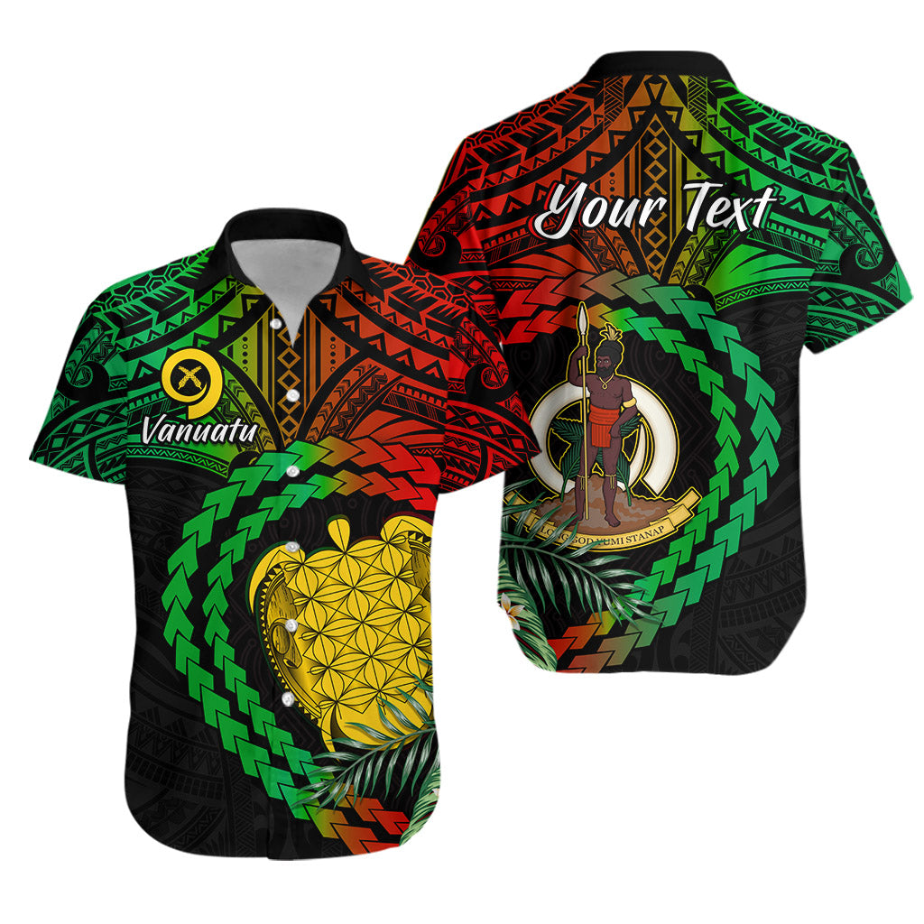 Custom Personalised Vanuatu Heart Polynesian Hawaiian Shirt Turtle Sand Drawings