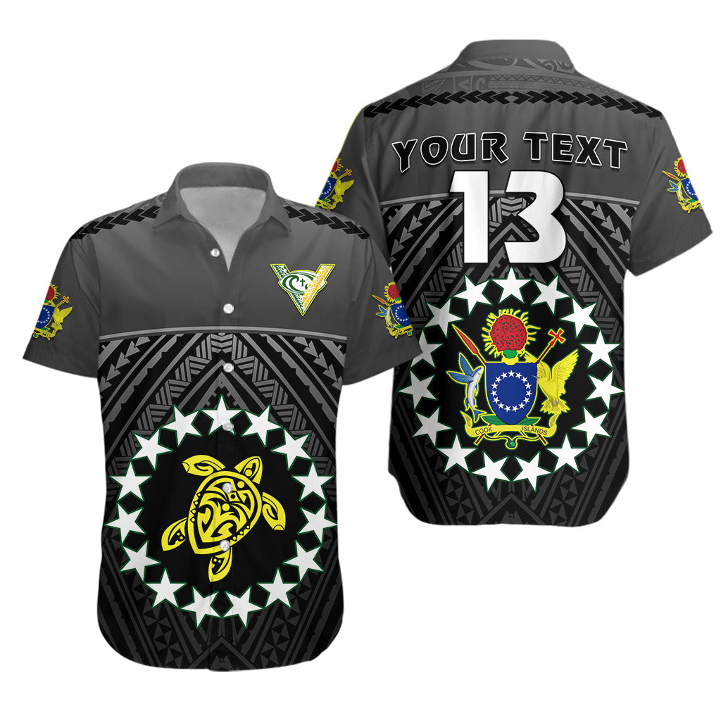 Custom Personalised The Kuki's Hawaiian Shirt Cook Islands Rugby Black - Custom Text and Number
