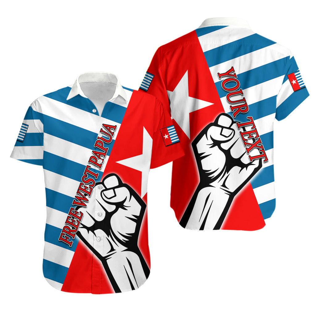 Custom PersonalisedFree West Papua Hawaiian Shirt Clenched Hands Flag