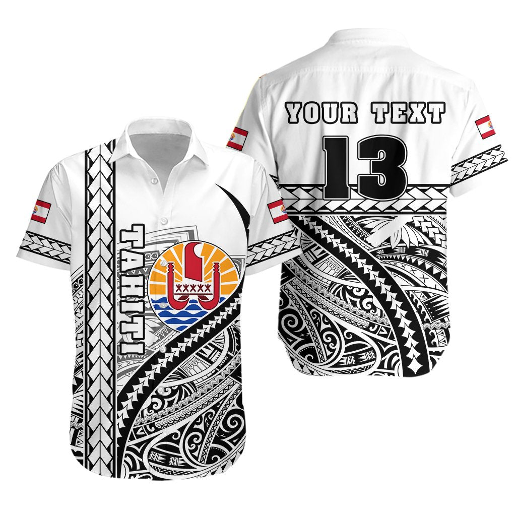 Custom Personalised Tahiti Rugby Hawaiian Shirt Marvelous Version White - Custom Text and Number