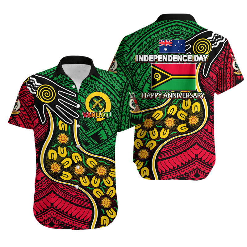 Vanuatu Mix Aboriginal Happy Independence Day Hawaiian Shirt