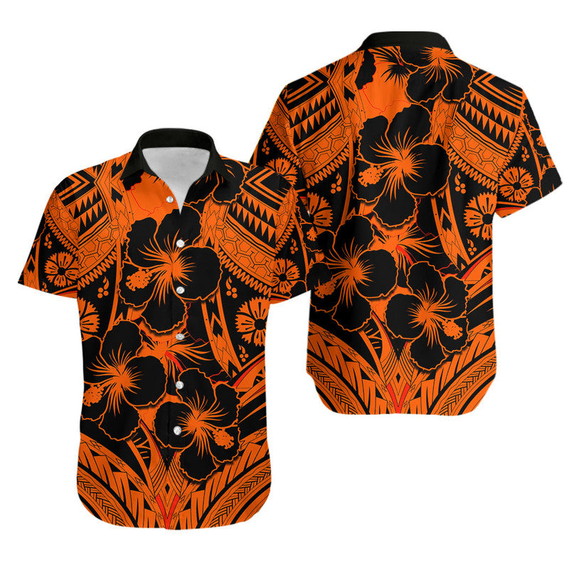 Hibiscus Hawaiian Shirt Fiji Patterns Orange