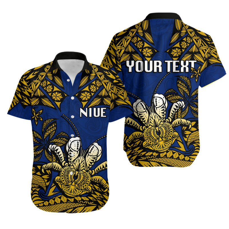 Custom Personalised Niue Uga Hawaiian Shirt Tribal Patterns Blue Style