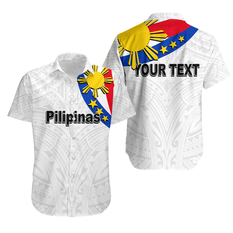 Custom Personalised Pilipinas Hawaiian Shirt Simple Style - White