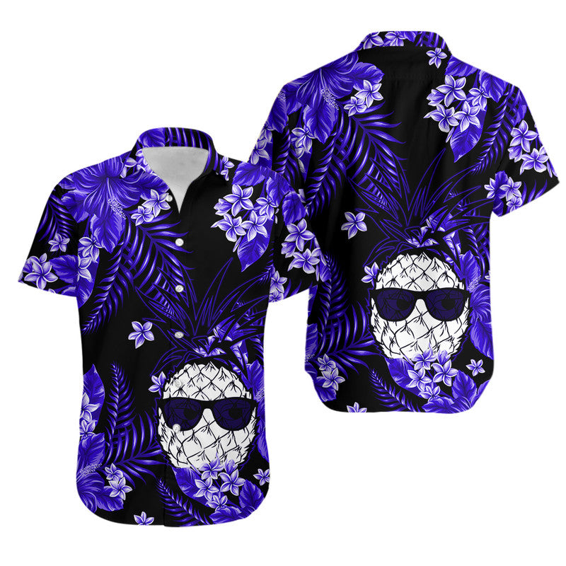 Hawaii Summer Colorful Pineapple Hawaiian Shirt Dark Blue
